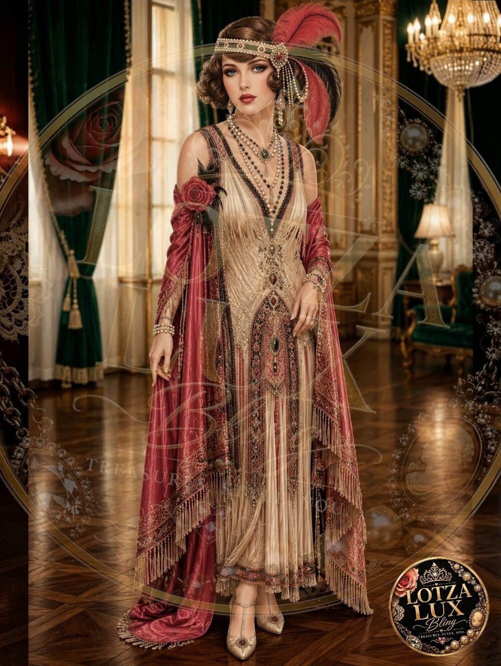 Artwork Roaring 1920's Vintage Glamour Portrait #2 by LotzaLuxBling
